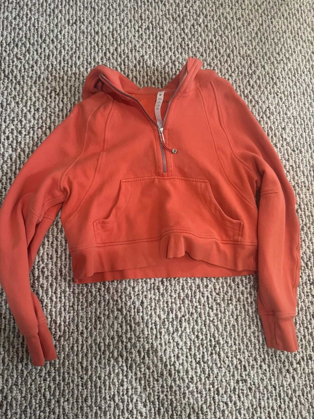 Scuba Cropped Half-Zip Hoodie - Orange